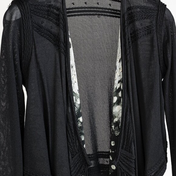 Roberto Cavalli Black Fringe Shawl Cardigan - Picture 3 of 12